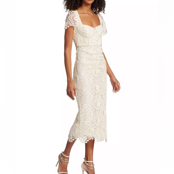 NWT Self-Portrait Lace & Crystal Midi-Dress Size US 6 - Picture 4 of 9